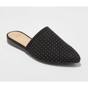 A New Day Black Studded Lina Slides NWT